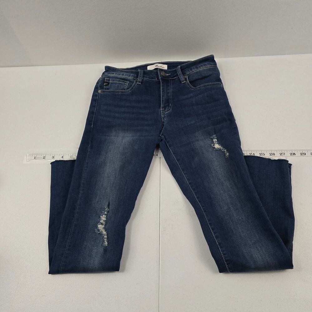 Kancan slim skinny jeans relaxed girlfriend‎ raw hem jeans 26 blue denim 5861
